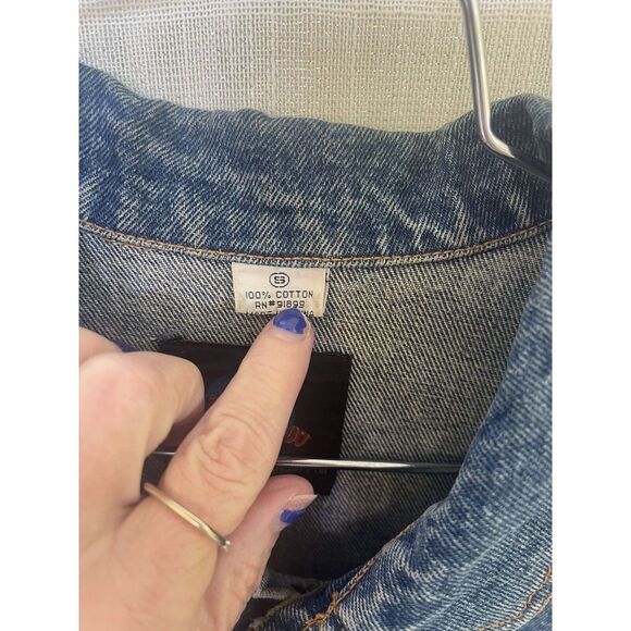 Vintage 90s Planet Hollywood Denim Blue Jean Jacket Myrtle Beach , Size Small - Picture 3 of 8